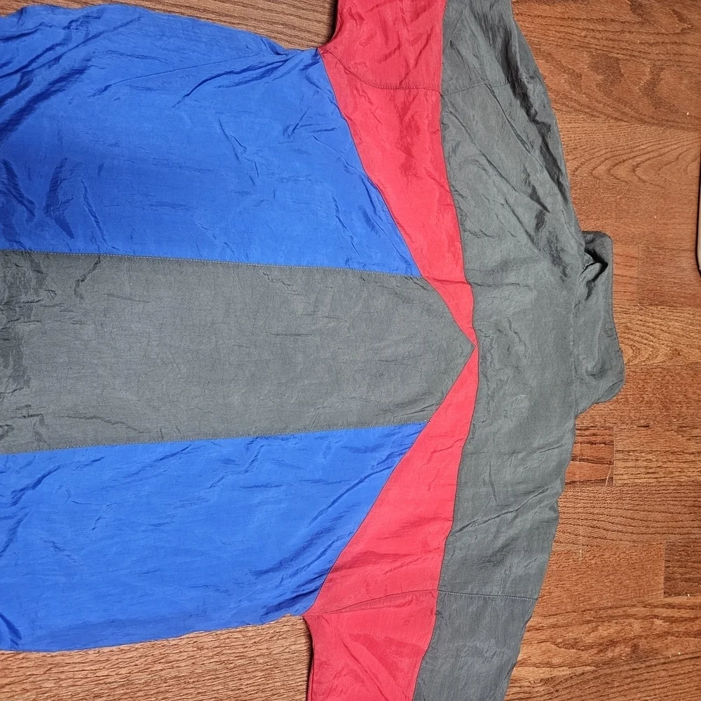 Bold Red and Blue Windbreaker with Retro Vibes